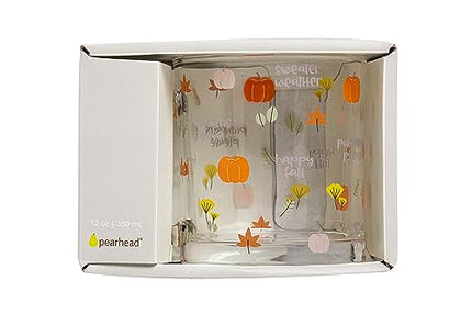 Pearhead Glass Harvest Mug, Halloween Home Décor, Coffee And Tea Glass Mug, Fall Drinkware Accessories, Seasonal Mug, 12 oz.