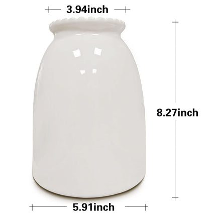 hjn White Flower Vase- Ceramic Vase for Flowers, Modern Vases for Living Room/Home Decor Accents/Entryway/Mantel/Bookshel-White