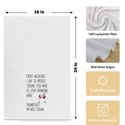 Qpenm Funny Wine Kitchen Towels, Wine Gifts for Wine Lovers Dish Tea Towels for Kitchen Decor, Bar Towels for Bartender, Wine Kitchen Decor, 16x24 Inch
