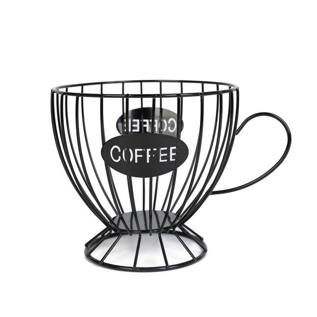 Agirlvct Coffee Pod Holder,Large K Cup & Capsule Storage Organizer, Tea Cup Coffee Capsule Basket, Metal Coffee Bar Organizer for Kcup Kitchen Dinning Room Office Home Cafe Hotel (Black)