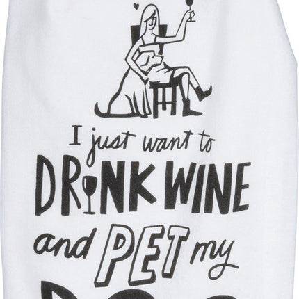 Primitives by Kathy 36921 LOL Made You Smile Dish Towel, 28-Inch Square, Drink Wine and Pet My Dog