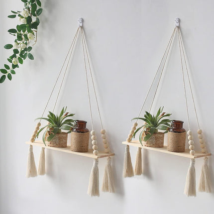 APRIL HOME Floating Shelves for Wall, Wooden Shelves Set of 2 Rustic, Wall Decor, Storage Shelf for Living-Room, Bathroom, Kitchen, Apartment,Display Shelving for Hanging Plants