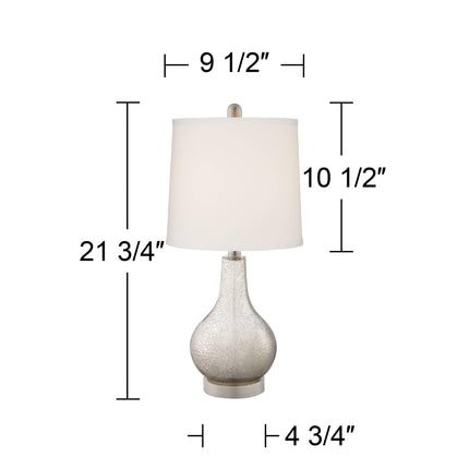 360 Lighting Ledger Modern Accent Table Lamps 21.75" High Set of 2 with USB Charging Port Mercury Glass Off White Drum Shade Decor for Living Room Desk Bedroom House Bedside Nightstand Home