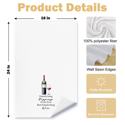 ArtisaEura Friends and Wine Kitchen Towels Set of 2, Gifts for Wine Lovers Dish Tea Bar Towels for Kitchen Bar Cart Decor, Wines Gifts for Women Men Decorative Hand Towels, 16x24 Inches