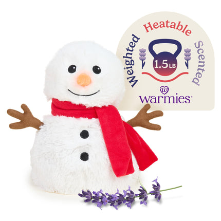 warmies Microwavable & Weighted Stuffed Animals, Red Scarf Snowman - Heated Stuffed Animal Plushie for Warmth & Comfort - Cute Soft Plush Toys for Adults & Children (Boys, Girls, Babies & Toddlers)