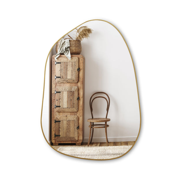 PERFNIQUE Irregular Wall Mirror Asymmetrical Mirror, 27''x19'' Gold Mirror for Bathroom Bedroom Living Room Entryway, Decorative Modern Wall Decor, Wall Mounted Mirror (Gold, 27''x19'')