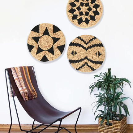 Wall Baskets Decor Black Wall Hanging Baskets Woven Boho Wall Decor Home Room Decor Macrame Wall Baskets (12"*3)