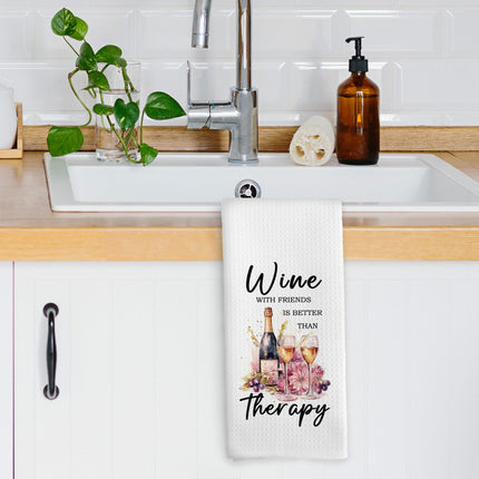 XPH Wine Lovers Kitchen Dish Towels, Friendship Bartender Gifts for Friends Sister Women, Champagne Cocktail Themed Hand Towels Kitchen Bathroom Bar Home Tea Towels Decorations, 16x24inch