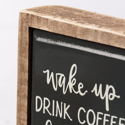 Primitives by Kathy Wake Up Drink Coffee Hug Dog Repeat Home Décor Sign Set