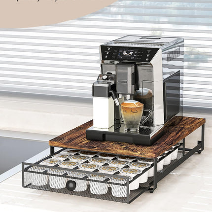 Sedegn Coffee Pod Holder Counter Coffee Vertuo Capsules Storage Organizer with Sliding Drawer Compatible For 35 K-Cup Pods No Assembly Needed Rustic Brown