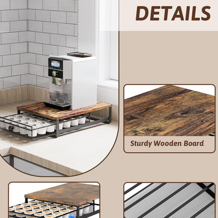 Sedegn Coffee Pod Holder Counter Coffee Vertuo Capsules Storage Organizer with Sliding Drawer Compatible For 35 K-Cup Pods No Assembly Needed Rustic Brown