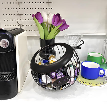 AIYICIII Coffee Pod Holder,K Cup Holders for Counter,Coffee Bar Accessories & Decor,Large Capacity Keurig K-cup Organizer, Nespresso Vertuo Station Organizer,Metal Pods Storage (Black)