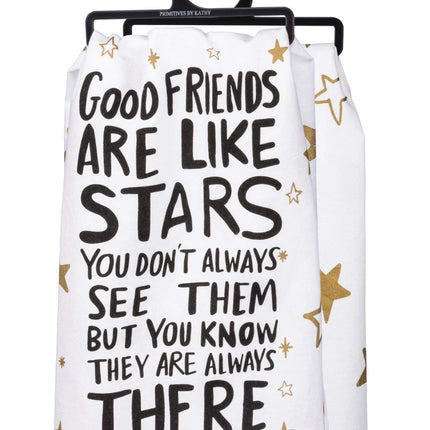 Primitives by Kathy LOL Made You Smile Dish Towel, 28" x 28", Good Friends are Like Stars