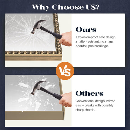 Brauthon Arched Beaded Mirror for Bathroom, 24"x36" Antique Gold Arch Vanity Wall Mirror, Retro Brass Metal Frame Champagne Bronze Mirror for Bedroom Dressing Room Entryway Fireplace