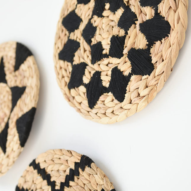 Wall Baskets Decor Black Wall Hanging Baskets Woven Boho Wall Decor Home Room Decor Macrame Wall Baskets (12"*3)