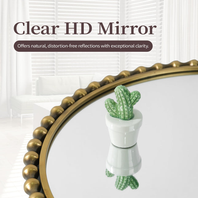 CAVINHOME Arched Bathroom Mirror-Vintage Gold Bead Mirror Bold Pattern,24"x36"Antique Gold Accent Mirror, Large Rustic Arched Wall Mirrors Decorative for Bedroom, Living Room,Hallway,Fireplace