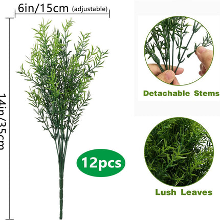 Toprooms 12 Bundles Outdoor Faux Plants Greenery Artificial Flowers Fake Boxwood Shrubs UV Resistant Plastic Plant for Farmhouse Garden Porch Patio Indoor Wedding Decoration(1#Outdoor Greenery)