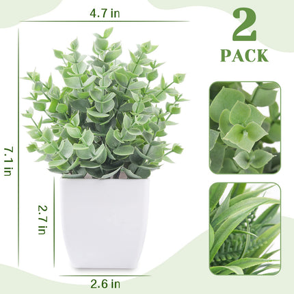 Der Rose Bundle of 8 Packs Fake Plants and 2 Packs Mini Artificial Potted Plants for Table Desk Home Bathroom Office Decor