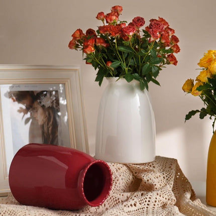 hjn White Flower Vase- Ceramic Vase for Flowers, Modern Vases for Living Room/Home Decor Accents/Entryway/Mantel/Bookshel-White