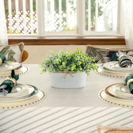 Dahey Fake Eucalyptus Plants Indoor for Farmhouse Home Decor Artificial Faux Plants in Rustic Rectangular Pots Table Centerpiece for Bathroom Office Living Room Shelf Laundry Decor, 7" L x 4" H