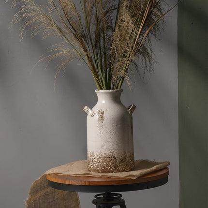 Quoowiit Ceramic Rustic Farmhouse Vase, 14 Inch Distressed Decorative Flower Vase for Home Decor, Large White Vase for Living Room Bedroom Kitchen Office Decor Centerpiece Table Decorations