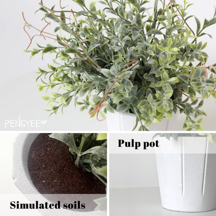 PENGYEE 4 Pack Small Fake Plants, Artificial Plants Indoor for Home Decor, Small Faux Plants Indoor, Fake Plants in White Pot for Bathroom Bedroom Kitchen Office Farmhouse Room Shelf Decor