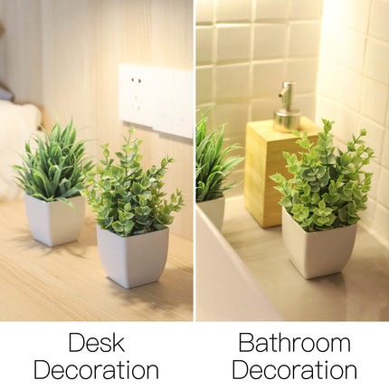 Der Rose Bundle of 8 Packs Fake Plants and 2 Packs Mini Artificial Potted Plants for Table Desk Home Bathroom Office Decor