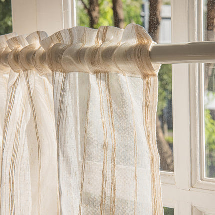 Deeprove Boho Textured Valance Tier, Neutral Bohemian Farmhouse Chic Kitchen Closet Textured Burlap with Tassels, Window Treatment Small Linen Stripe Curtain Wall Decor, 1 Panel 59" W x 24" L