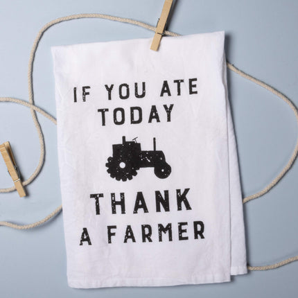 Primitives by Kathy Farmhouse Dish Towel, 28"x 28", If You Ate Today Thank A Farmer