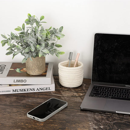 Hopewood Faux Plants, Small Fake Plant for Bathroom, Decorative Artificial Plants for Farmhouse Desk Shelf Decor with A Weave Basket (9.8inch)