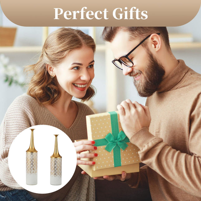 Sziqiqi White Floor Vases Tall Decoration - 23.4/26in Set of 2 Contemporary Floor Vase for Decor Living Room Rustic Flowers Vases Metal Plant Vase Home Farmhouse Vases for Pampas Grass Branches