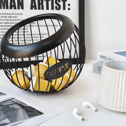 AIYICIII Coffee Pod Holder,K Cup Holders for Counter,Coffee Bar Accessories & Decor,Large Capacity Keurig K-cup Organizer, Nespresso Vertuo Station Organizer,Metal Pods Storage (Black)