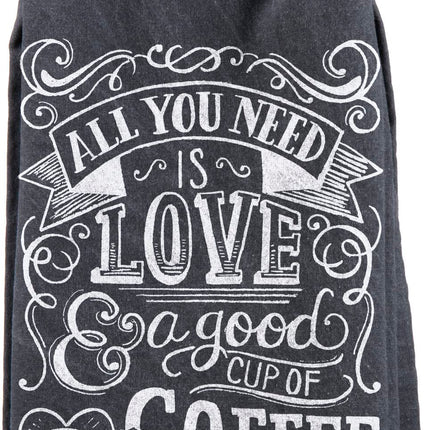 Primitives By Kathy Cup of Coffee Dish Towel, Black, 28" Square