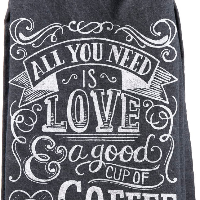 Primitives By Kathy Cup of Coffee Dish Towel, Black, 28" Square