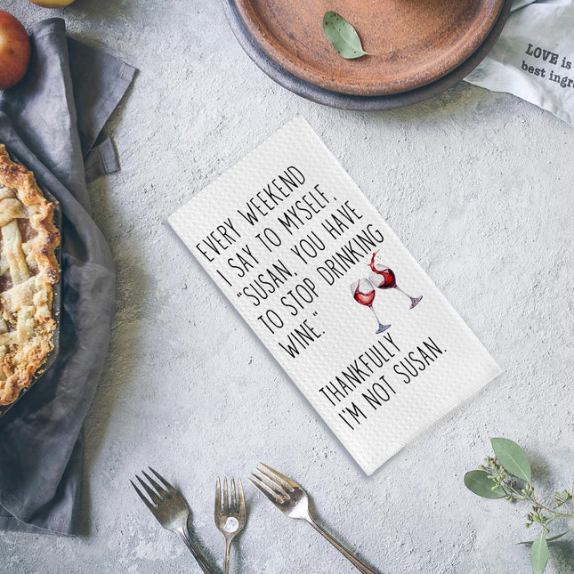 Qpenm Funny Wine Kitchen Towels, Wine Gifts for Wine Lovers Dish Tea Towels for Kitchen Decor, Bar Towels for Bartender, Wine Kitchen Decor, 16x24 Inch
