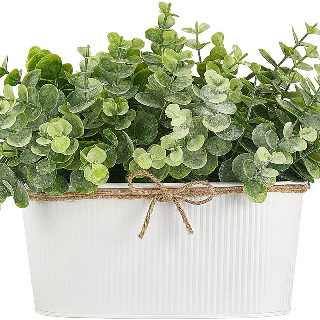 Dahey Fake Eucalyptus Plants Indoor for Farmhouse Home Decor Artificial Faux Plants in Rustic Rectangular Pots Table Centerpiece for Bathroom Office Living Room Shelf Laundry Decor, 7" L x 4" H