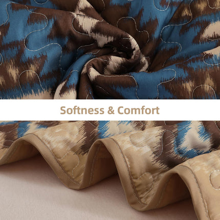 Dintszyayue Boho Quilt Set King Size,3 Pieces Aztec Texture Bedspread Brown Southwestern Coverlet Set Soft Lightweight Bed Cover for All Season Microfiber Bedding with 2 Pillowcases(Brown,104"x90")