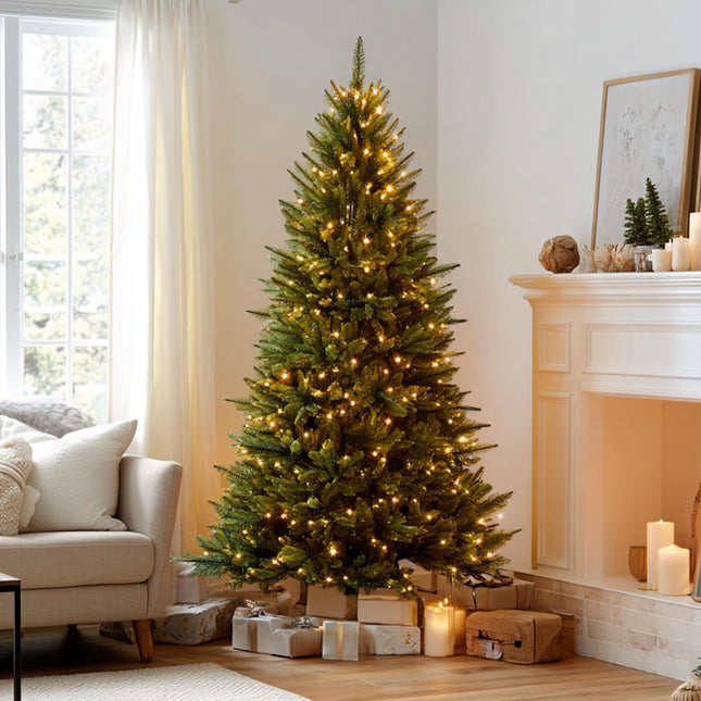 TW SHINE 6FT Smart Pre-Lit Artificial Christmas Tree, 946 Branch 300 LED Christmas Trees with Lights Remote & App &Timer, RGB Color Changing Xmas Tree for Indoor Decorations, Foldable Stand