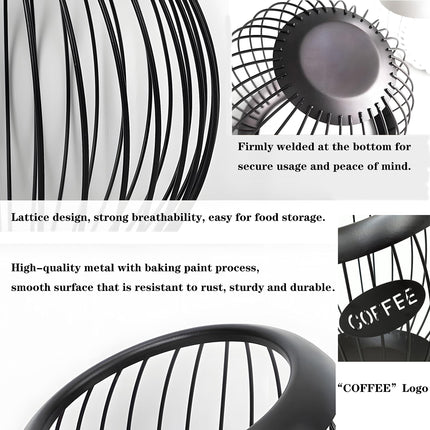 AIYICIII Coffee Pod Holder,K Cup Holders for Counter,Coffee Bar Accessories & Decor,Large Capacity Keurig K-cup Organizer, Nespresso Vertuo Station Organizer,Metal Pods Storage (Black)