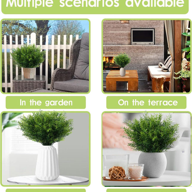 Toprooms 12 Bundles Outdoor Faux Plants Greenery Artificial Flowers Fake Boxwood Shrubs UV Resistant Plastic Plant for Farmhouse Garden Porch Patio Indoor Wedding Decoration(1#Outdoor Greenery)