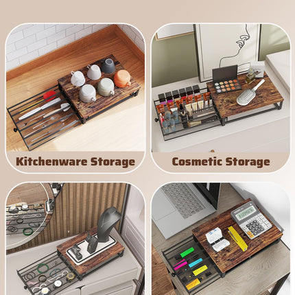 Sedegn Coffee Pod Holder Counter Coffee Vertuo Capsules Storage Organizer with Sliding Drawer Compatible For 35 K-Cup Pods No Assembly Needed Rustic Brown