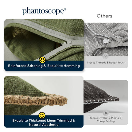 Phantoscope Pack of 2 Farmhouse Decorative Throw Decorative Pillow Cover Burlap Linen Trimmed Tailored Edges, Mustard Yellow, 18 x 18 inches, 45 x 45 cm