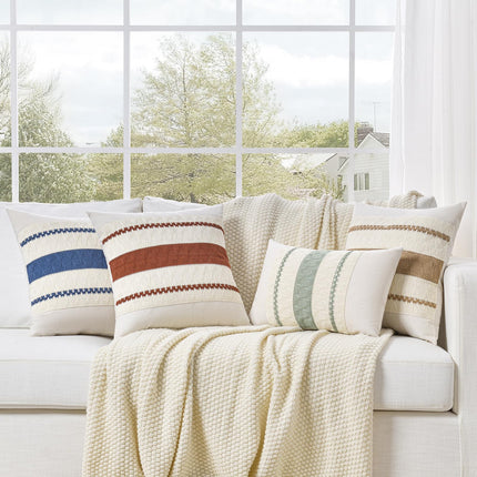Fancy Homi Set of 2 Boho Neutral Decorative Throw Pillow Cover 20x20 Inch for Couch Bed Sofa, Aesthetic Modern Organic Farmhouse Home Decor, Soft Cotton Cute Accent Macrame Woven Tan Cushion Case