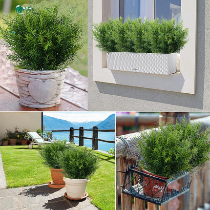 Toprooms 12 Bundles Outdoor Faux Plants Greenery Artificial Flowers Fake Boxwood Shrubs UV Resistant Plastic Plant for Farmhouse Garden Porch Patio Indoor Wedding Decoration(1#Outdoor Greenery)