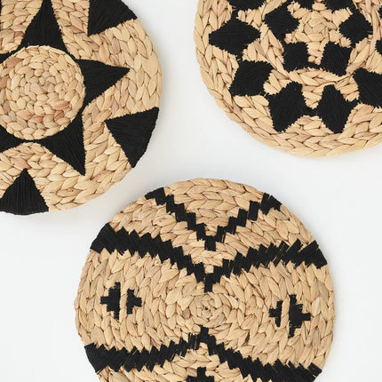 Wall Baskets Decor Black Wall Hanging Baskets Woven Boho Wall Decor Home Room Decor Macrame Wall Baskets (12"*3)