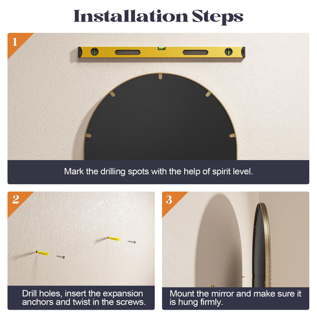 Brauthon Arched Beaded Mirror for Bathroom, 24"x36" Antique Gold Arch Vanity Wall Mirror, Retro Brass Metal Frame Champagne Bronze Mirror for Bedroom Dressing Room Entryway Fireplace