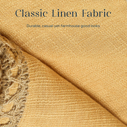 Phantoscope Pack of 2 Farmhouse Decorative Throw Decorative Pillow Cover Burlap Linen Trimmed Tailored Edges, Mustard Yellow, 18 x 18 inches, 45 x 45 cm