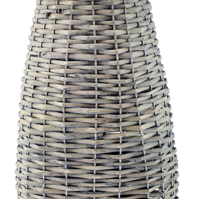 AuldHome Design Wall Hanging Pocket Basket; Woven Wicker Rustic Farmhouse Gray Washed Long Basket; 17 x 9 x 5 Inches