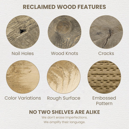 Acovy 8 INCH DEEP Rustic Reclaimed Barnwood Floating Shelves Wall Mounted, Wall Shelves with Invisible Bracket for Living Room, Bathroom, Bedroom and Kitchen, 24 Inch Width Set of 2, Natural