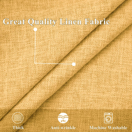 decorUhome Decorative Outdoor Throw Pillow Covers 18x18 Set of 2, Square Linen Rustic Neutral Farmhouse Euro Pillow Covers with Stitched Edge for Couch, Sofa, Living Room, Mustard Yellow